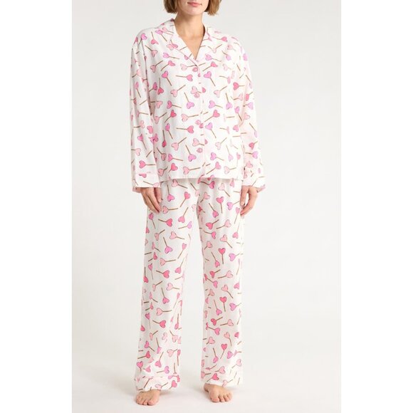 PJ Salvage Flannel Pajama Set Heart Lollipop | Large | NWT - Picture 2 of 2
